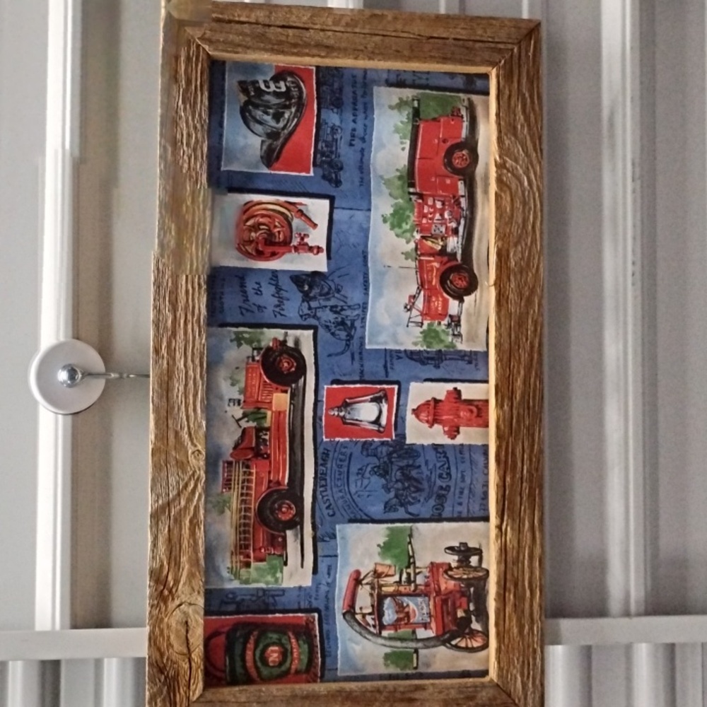 Corrugated tin fire department art